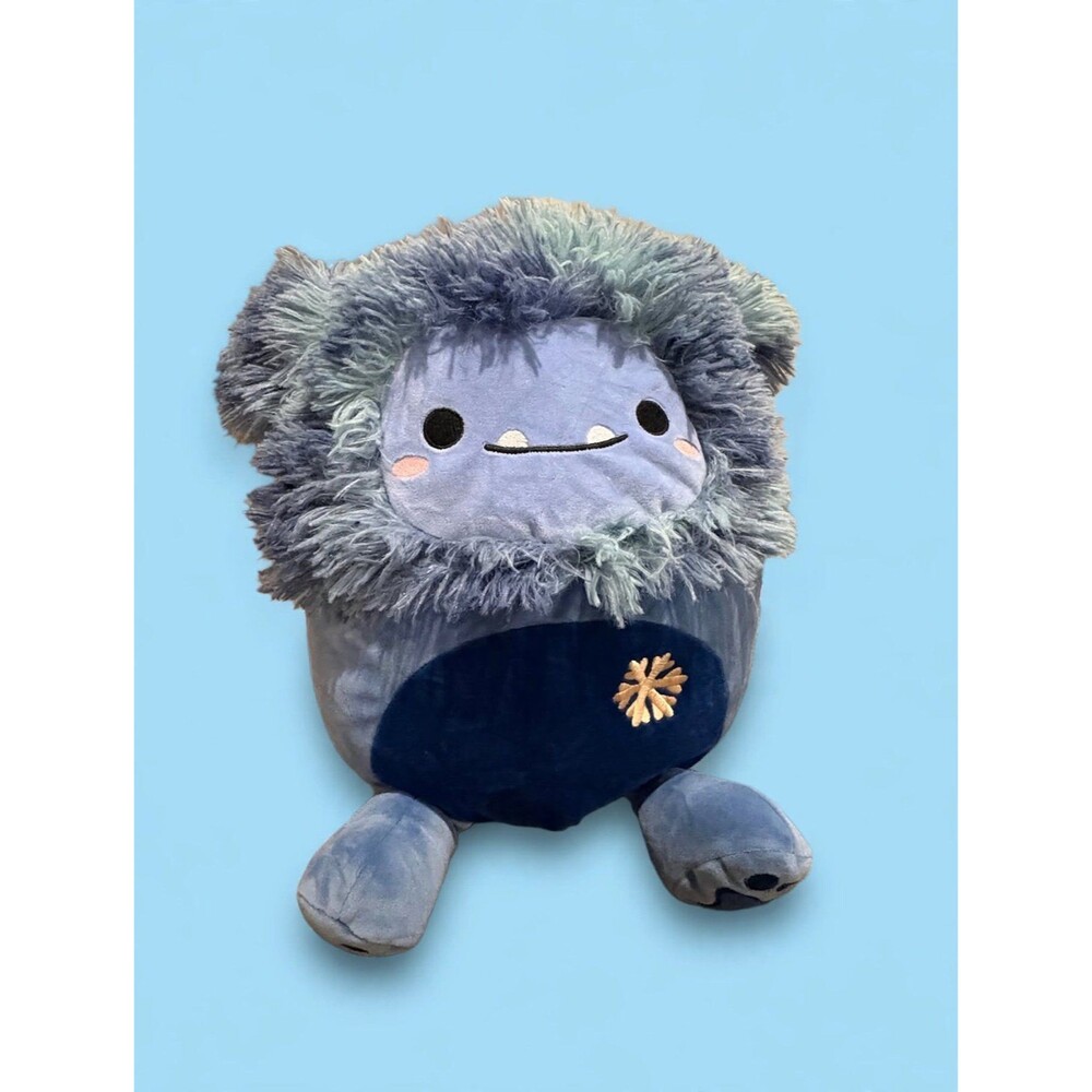 NWT Squishmallow 12" Dani the Bigfoot - Navy Blue Yeti Gold Snowflake Christmas